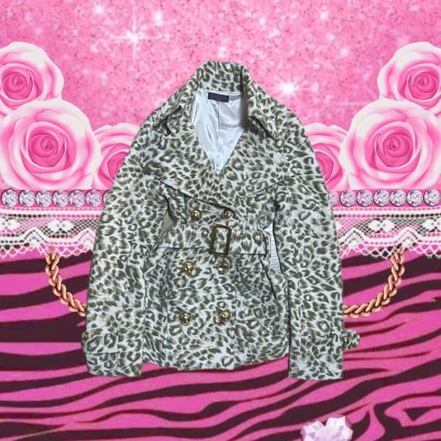 빈티지 리얼 마즈 호피 레오파드 벨트 코트 오네갸루 오리엔탈 공겜여주