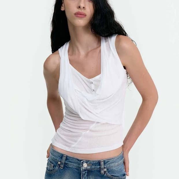 2000 아카이브스 DRAPED HENLEY TANK (WHITE)