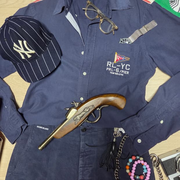 POLO RALPH LAUREN 셔츠 남방 네이비 포켓
