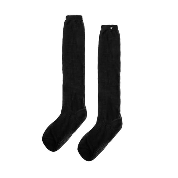 트리밍버드 릴렉스드 시스루 니 하이 삭스 블랙