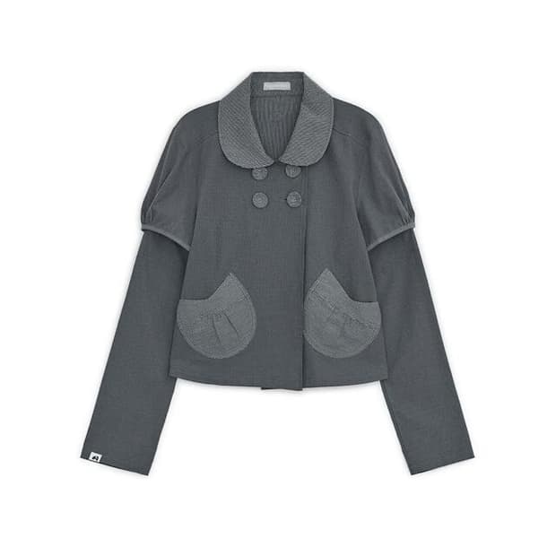 허그유어스킨 디테처블 라운드 자켓 차콜