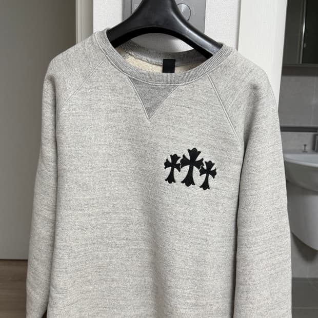 [XL] 크롬하츠 나일론 세메터리 크로스 패치백 맨투맨 그레이