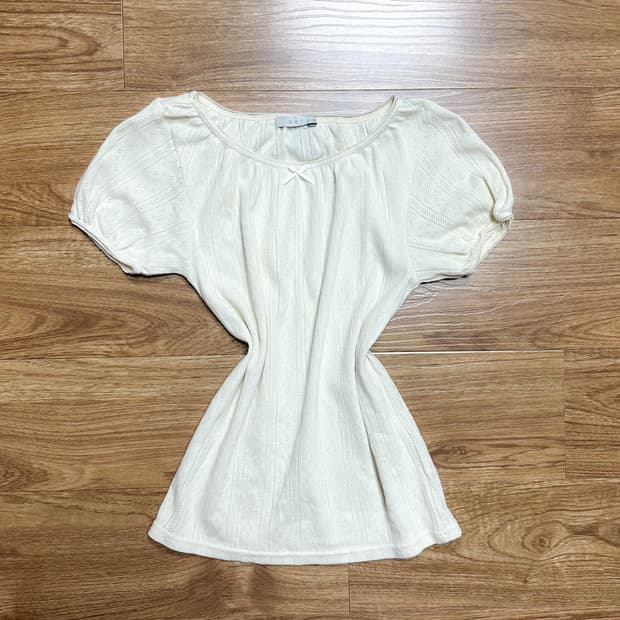 빈티지 화이트 리본 레이스 펀칭 티셔츠 히메갸루 발레코어 아린님 모리걸