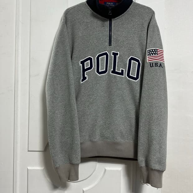 폴로 랄프로렌 성조기 반집업 플리스