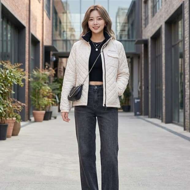 디스커버리 익스페디션 화이트 퀼팅 자켓