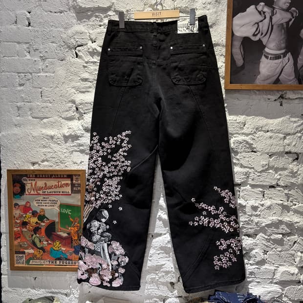 일제빈티지 사쿠라 자수 팬츠