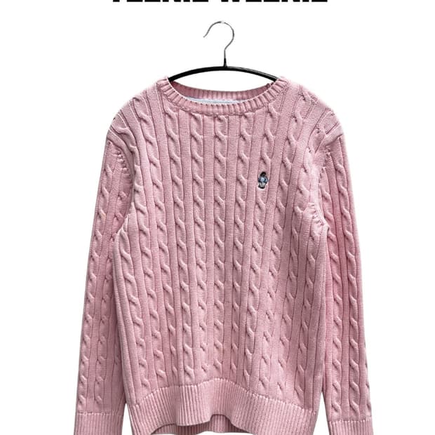 (M) 티니위니 케이블 꽈배기 니트 핑크