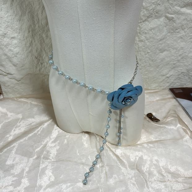 빈티지 장미 진주 허리체인 허리띠