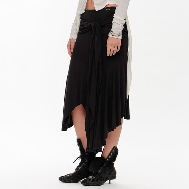 2000아카이브스 FLARED TIE SKIRT (black)