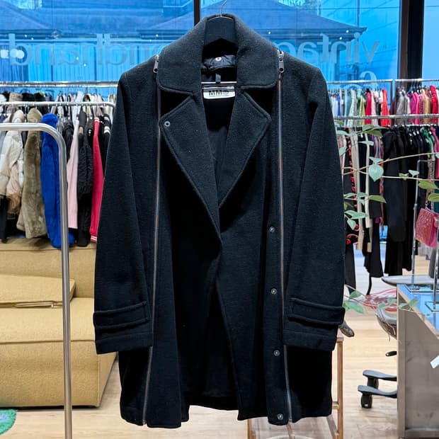 mm6 블랙 지퍼 울 자켓 