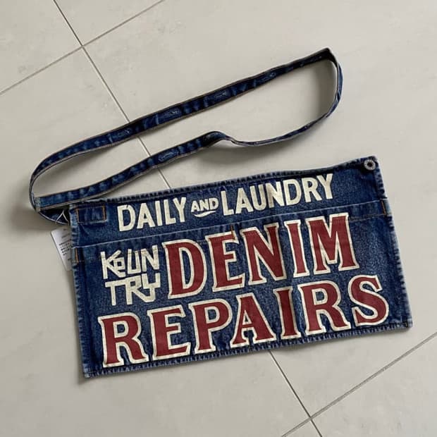 13oz denim danaged short apron 앞치마