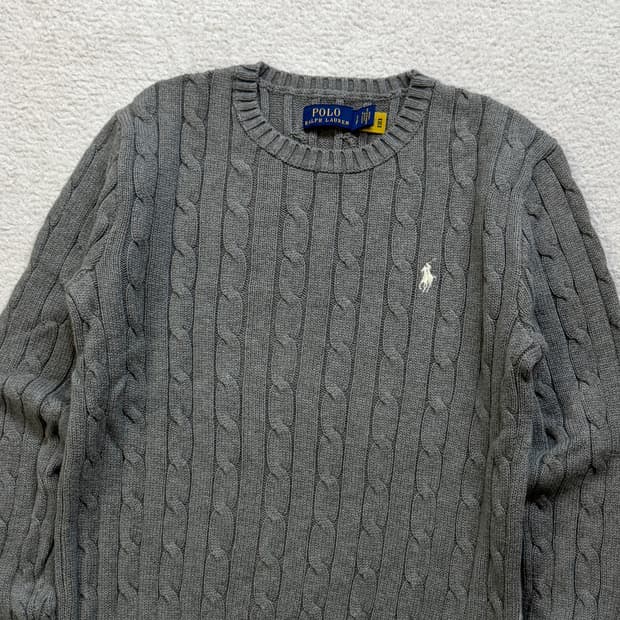 QR 폴로 그레이 케이블 니트