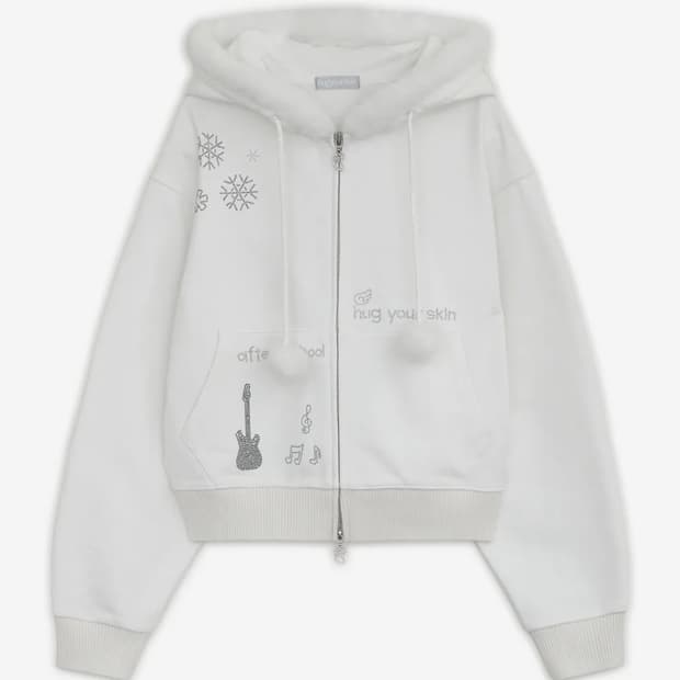 허그유어스킨 핫픽스 퍼 후드집업 (화이트)
