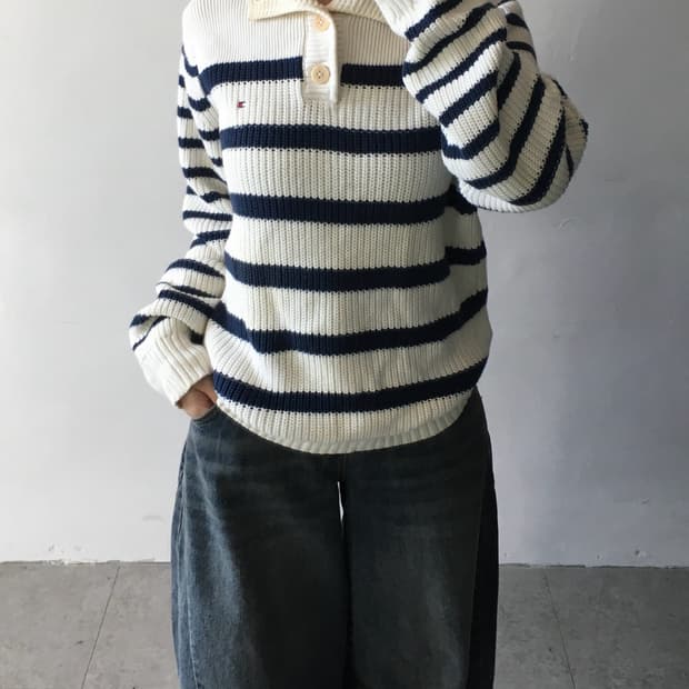 타미힐피거 스트라이프 니트
