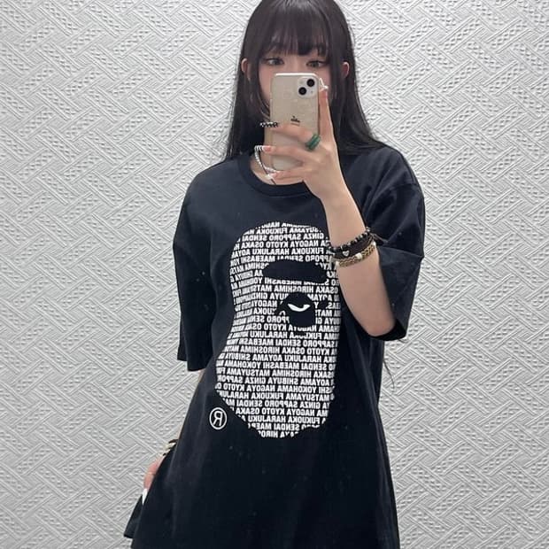 베이프 AAPE 스트릿 펑크 헤드 프린팅 반팔티 2XL C10651