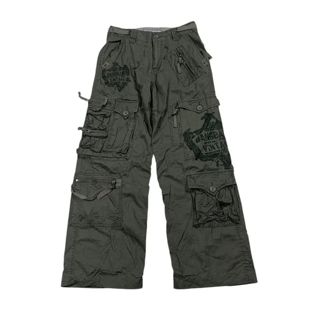 뱅뱅 빈티지 진스 카고 유틸리티 포켓 워크팬츠