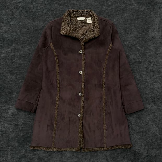 90s l.l bean 다크 브라운 무톤라이크 코트