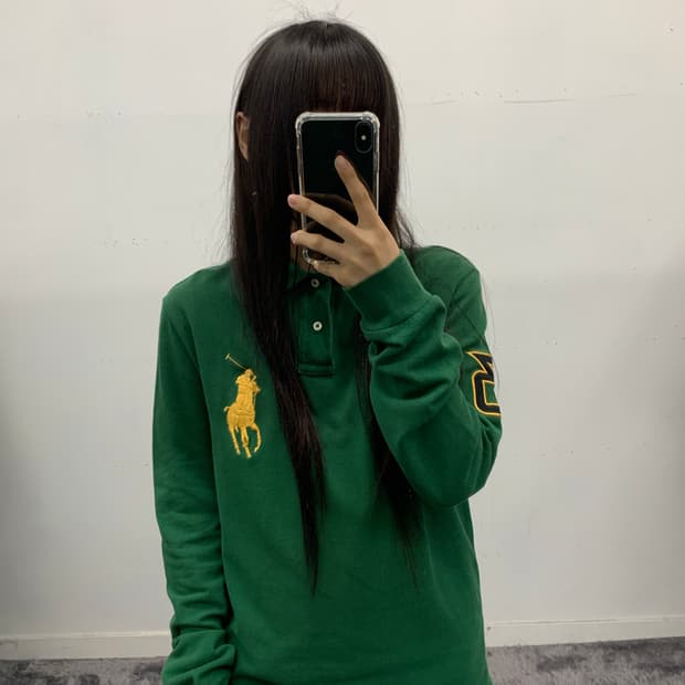 폴로 랄프로렌 빅포니 그린 카라 롱슬리브