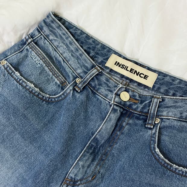 인사일런스 우먼 로우 웨이스트 와이드 진 블루 xs