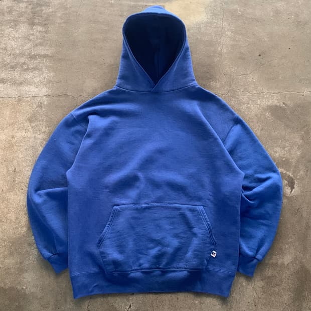 90s 러셀 애슬레틱 튜블러 스웻 후디 블루