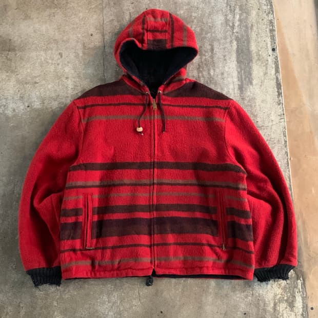 70s 오크브룩 스포츠웨어 by Sears 울 후디드 자켓