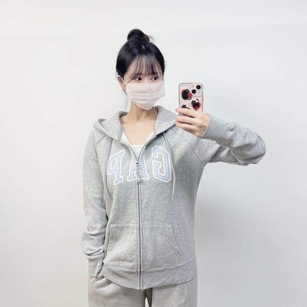 갭 Gap 스펠 로고 후드집업 그레이 하늘