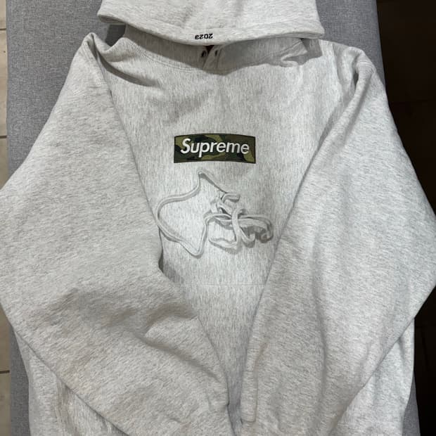 슈프림 박스로고 후드 그레이 카모 L