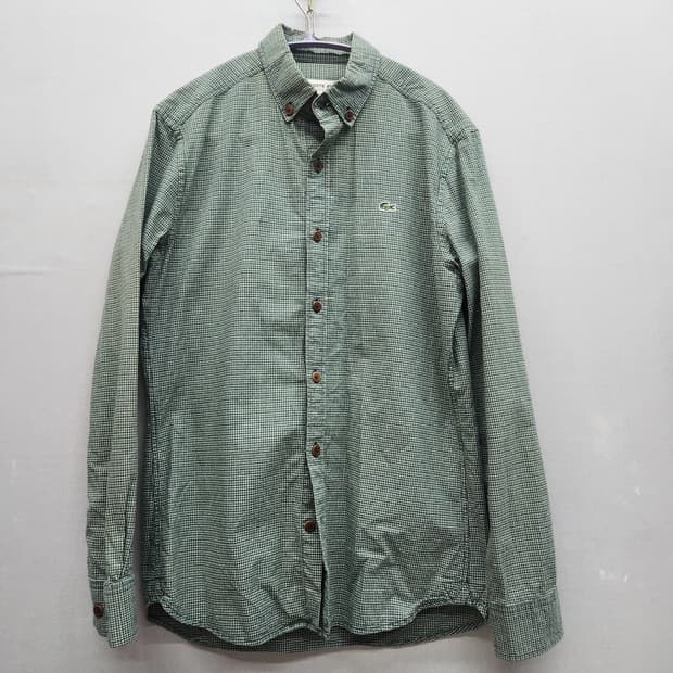 라코스테 로고 깅엄체크 패턴 셔츠 38(M)