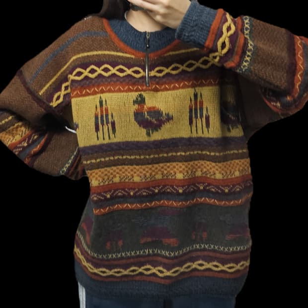 스노위피크 뉴질랜드 반집업 니트/snowypeak/빈티지 스웨터