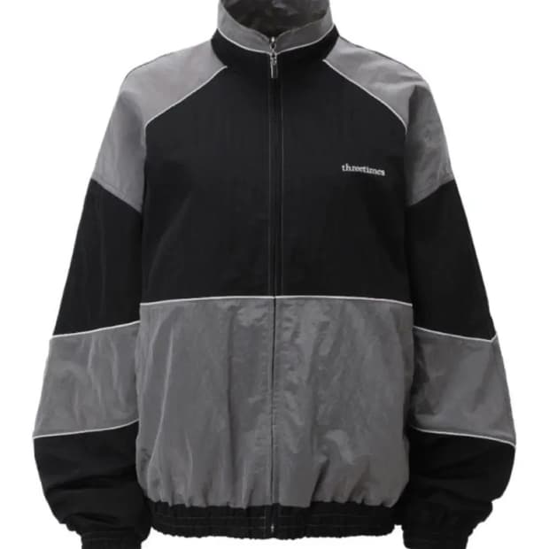 쓰리타임즈 빈티지블록 윈드브레이커 s 바람막이