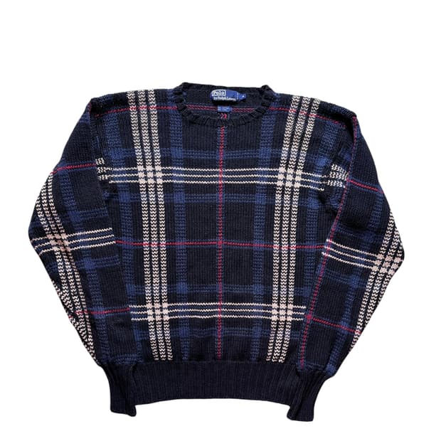 폴로 타탄체크 니트