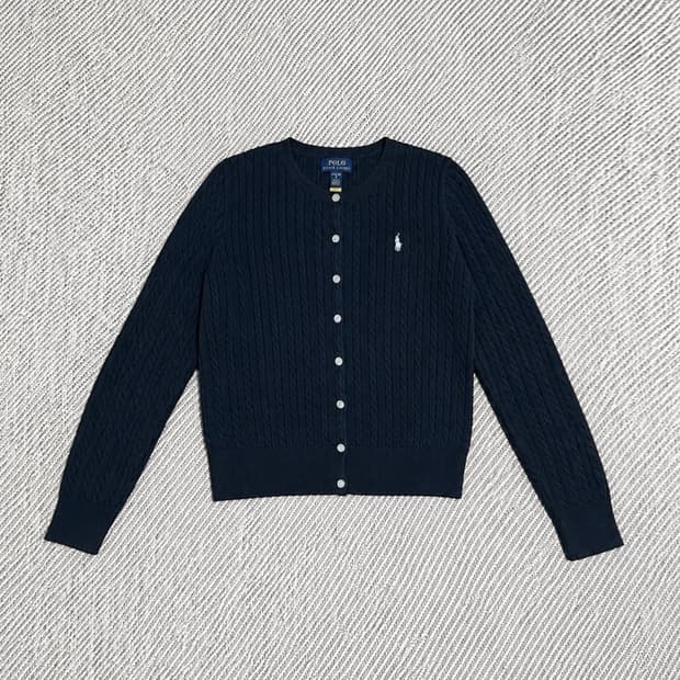 [S] Polo 폴로 랄프로렌 우먼즈 네이비 케이블 니트 가디건
