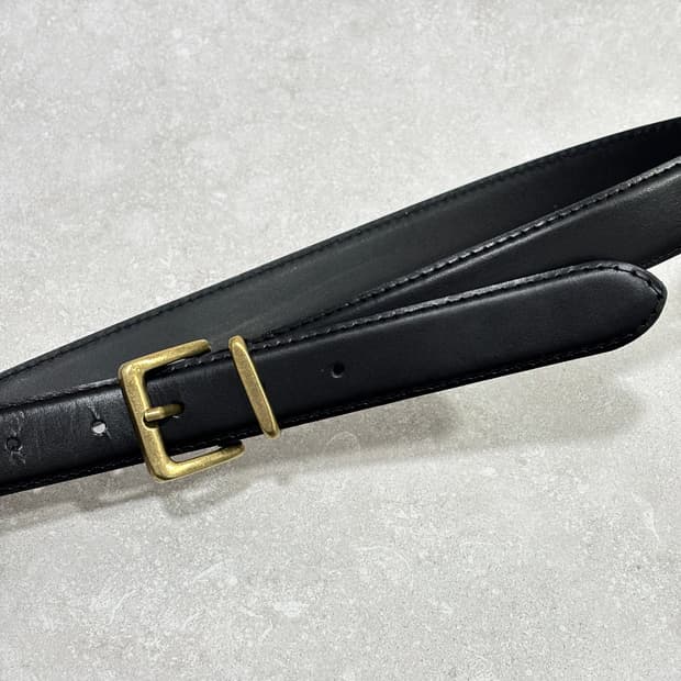 Oribell 새틴 골드 버클 이탈리아 소가죽 베이직 벨트