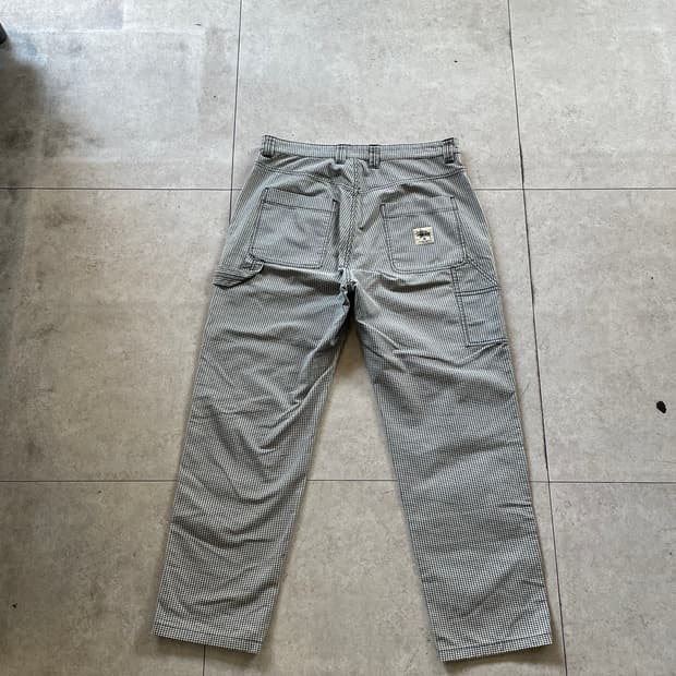 스튜시 셰퍼드 체크 더블니 팬츠바지