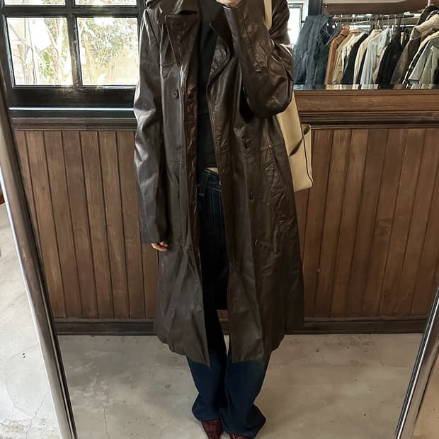 JPV brown leather over coat