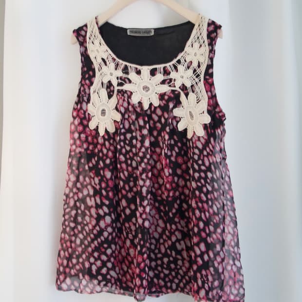 TSUMORI CHISATO_ leopard patch sleeveles