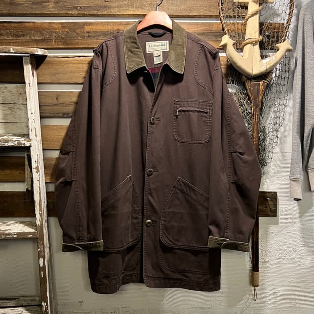 [XL]엘엘빈 USA 체크 라이닝 다크브라운 캔버스 헌팅 자켓