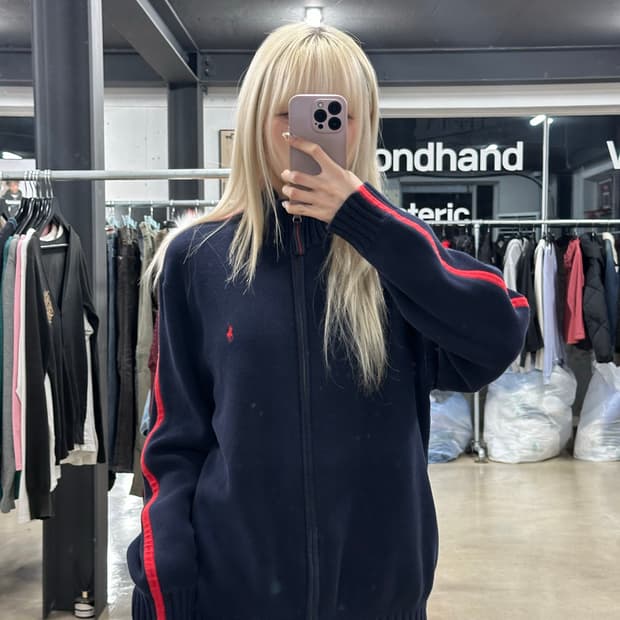 폴로 랄프로렌 네이비 니트 집업