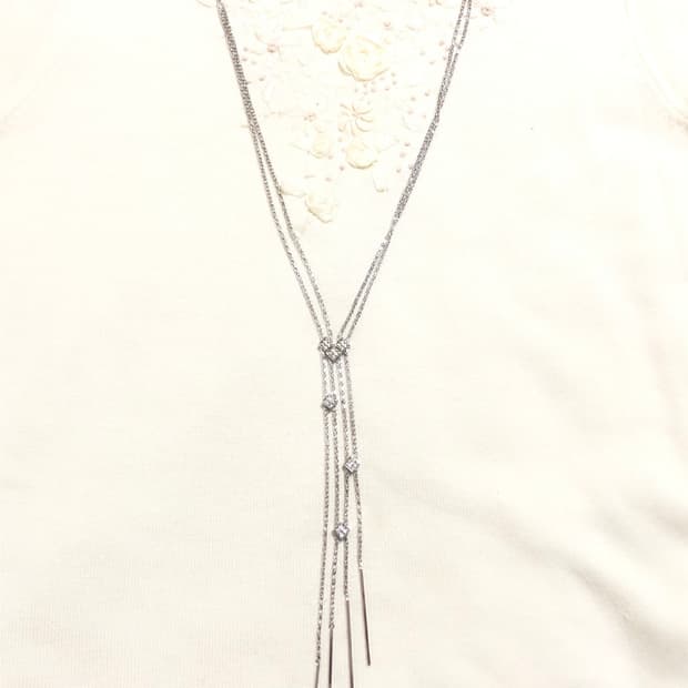 빈티지 긱시크 와투케 오리엔탈 펑크 갸루 그런지 실버 드롭 롱목걸이