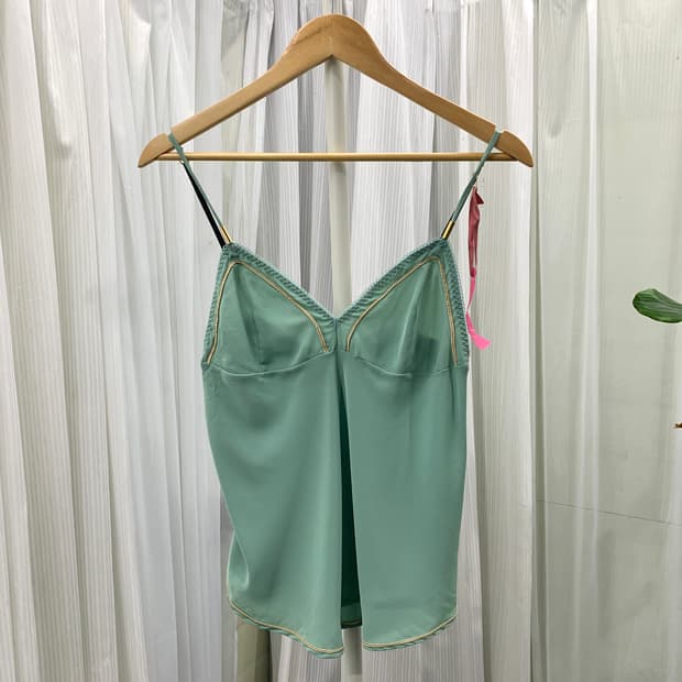 골드 테이핑 포인트 민트 캐미솔 탑  1737