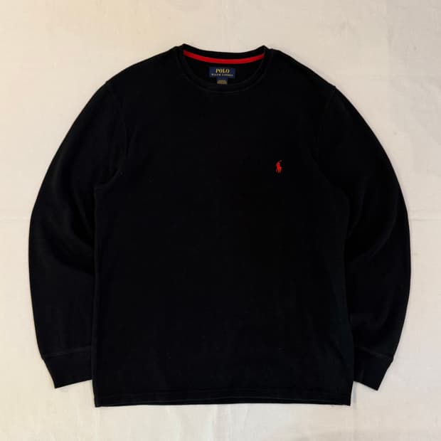 폴로 랄프로렌 와플 써멀 롱슬리브 긴팔티셔츠 블랙