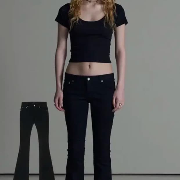 보헴서 미드라이즈 블랙 부츠컷 팬츠 m