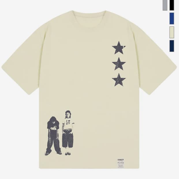 그레이버 STAR3 반소매 SAND BEIGE_GREY LOGO