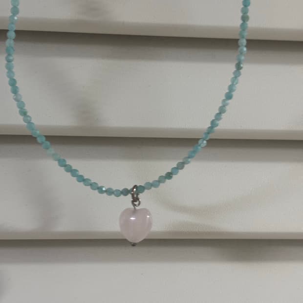로즈쿼츠 원석 하트 팬던트 목걸이