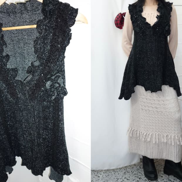 Charcoal flower point mini dress