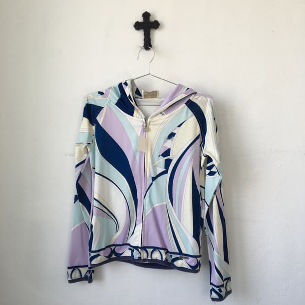 Pattern hood zip up