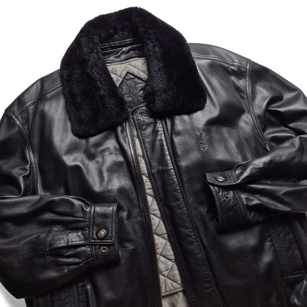 [95] 입생로랑 퍼카라 양가죽 플라이트 자켓