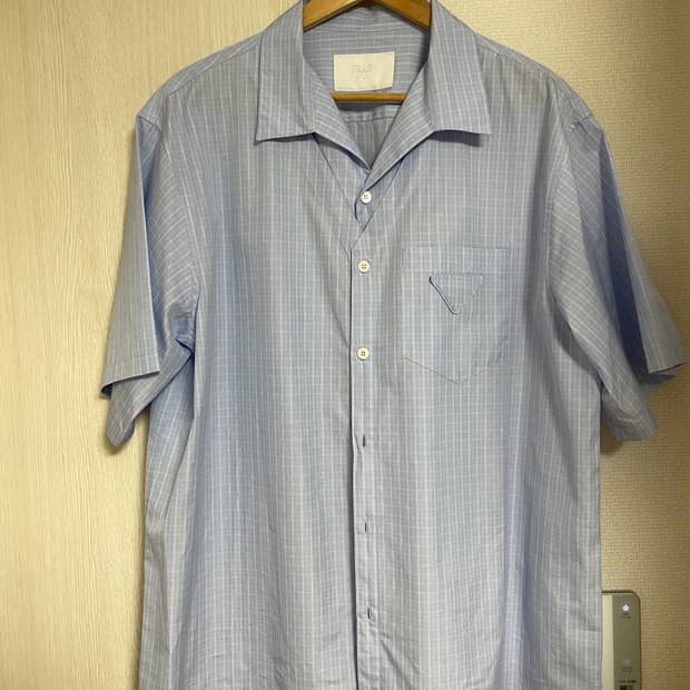 [XL] 프라다 포플린 체크 반팔 셔츠