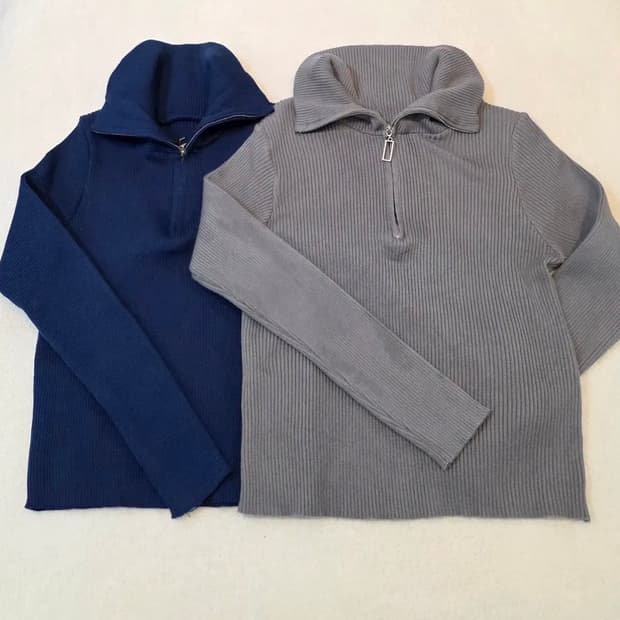 (여성) 골덴 스판 넥카라 숏 크롭 집업