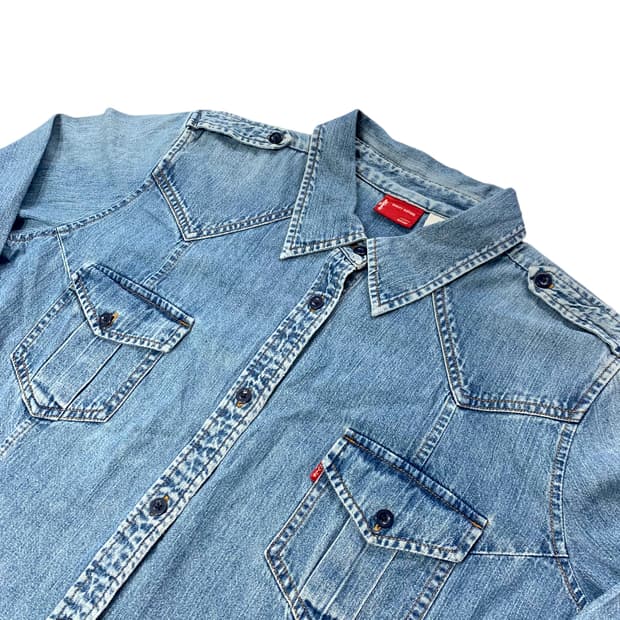 [2XL~] Levis 견장 웨스턴 데님 셔츠